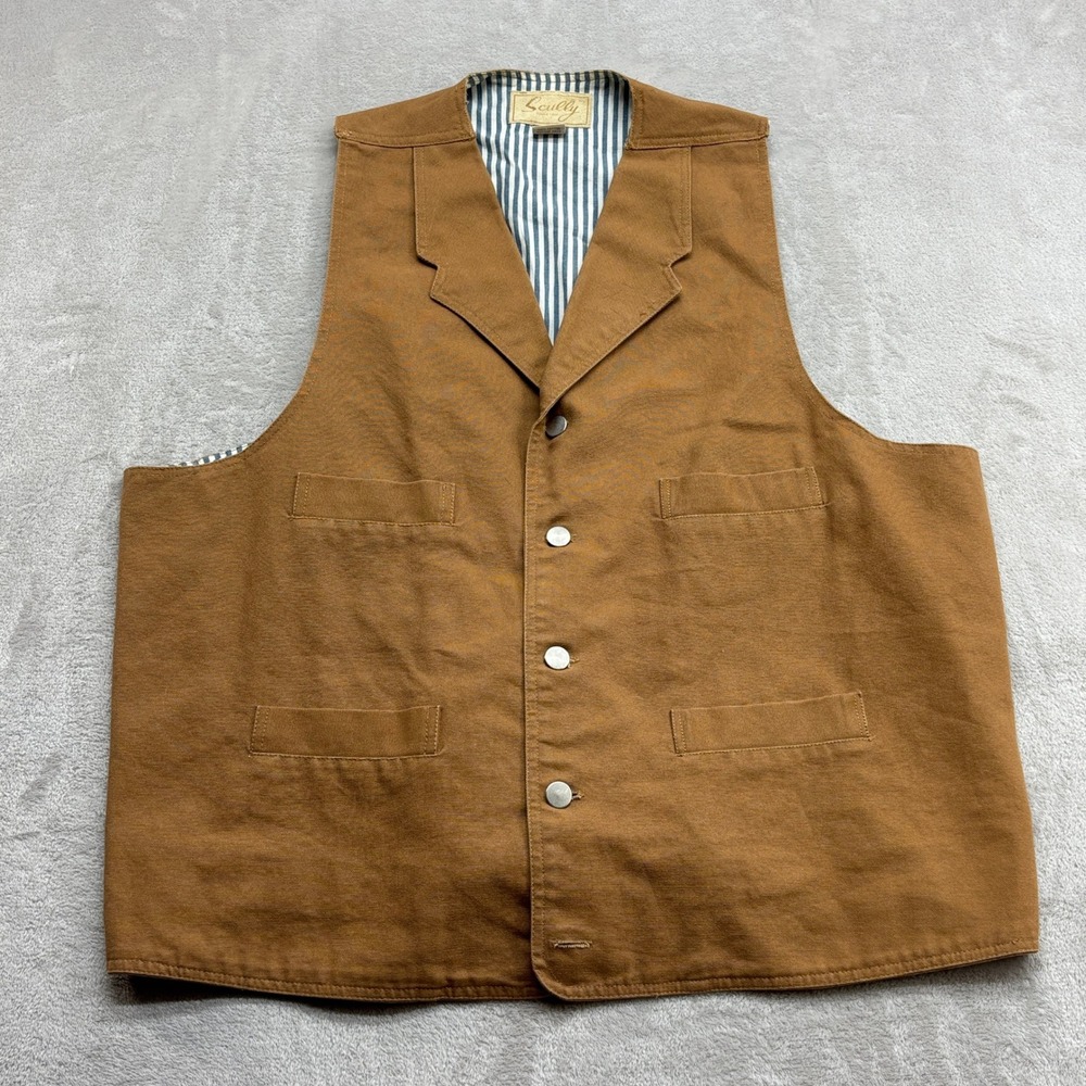 Scully Vest Women XXL Brown Canvas Western Cinch Back Americana Rugged Steampunk